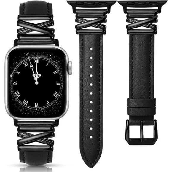 Apple Accessories - NEW Black Leather Slim Fashion Apple Watch Band